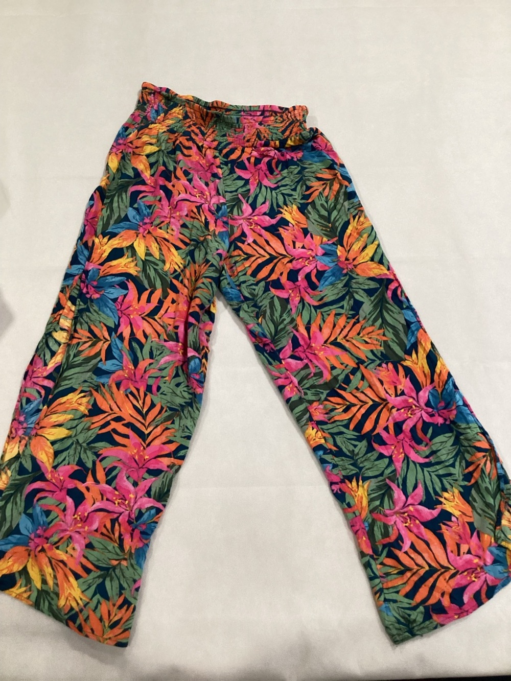 Shade & Shore Tropical Wide-Leg Pants in Pink, Orange & Green size small 9/17